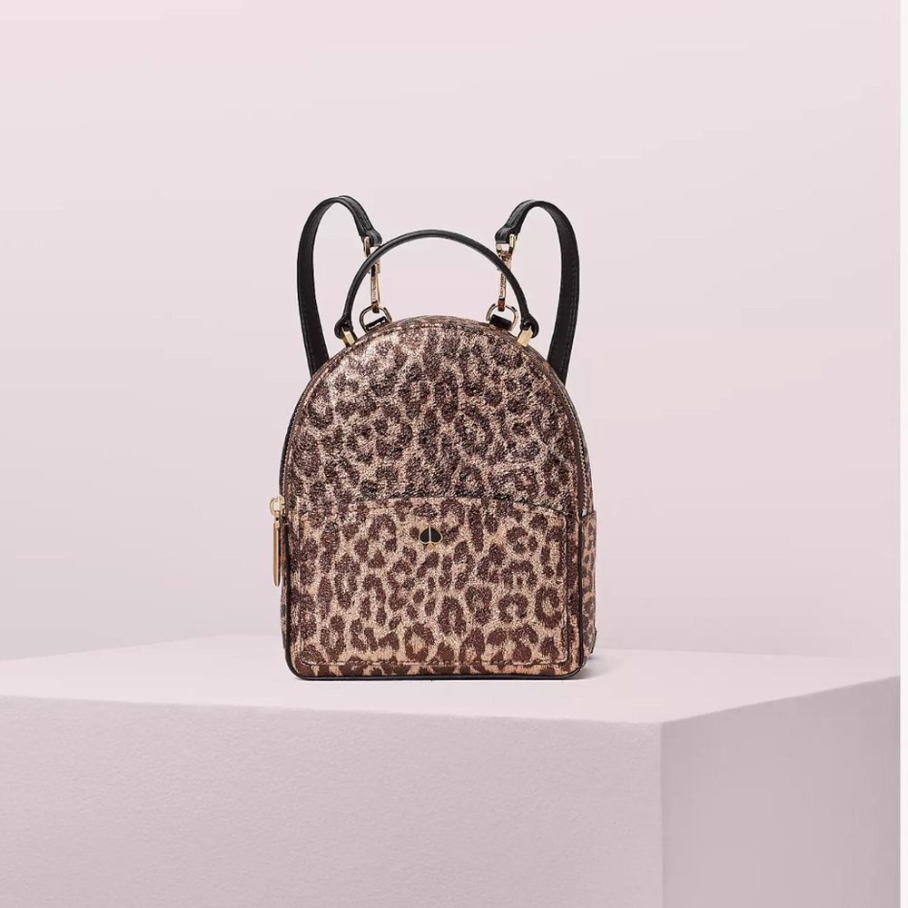 Kate Spade Amelia Metallic Leopard Mini Convertible Backpack